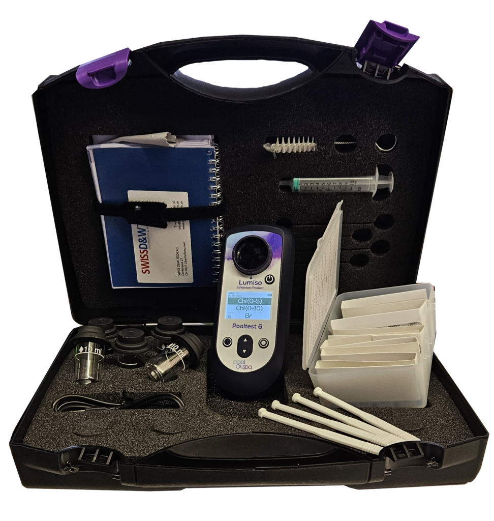 Photometer Pooltest 4 & 6 - Zuverlässige Pooltests im Handumdrehen: misst präzise pH-, Chlor-, Brom- und weitere Wasserwerte – im praktischen Koffer-Set.